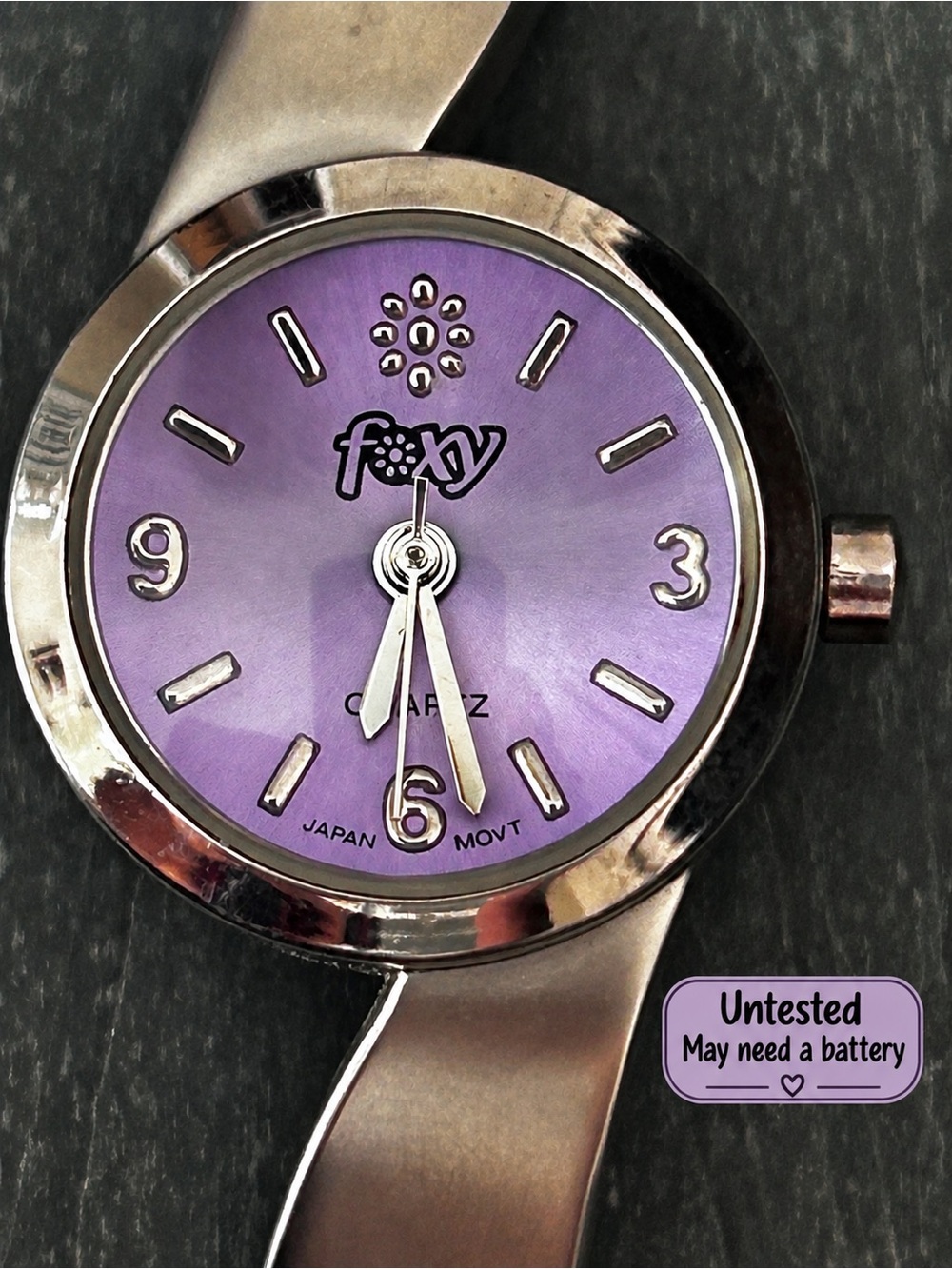 Fox Silver Bracelet Watch with Purple Dial